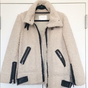Zara teddy leather coat NEW